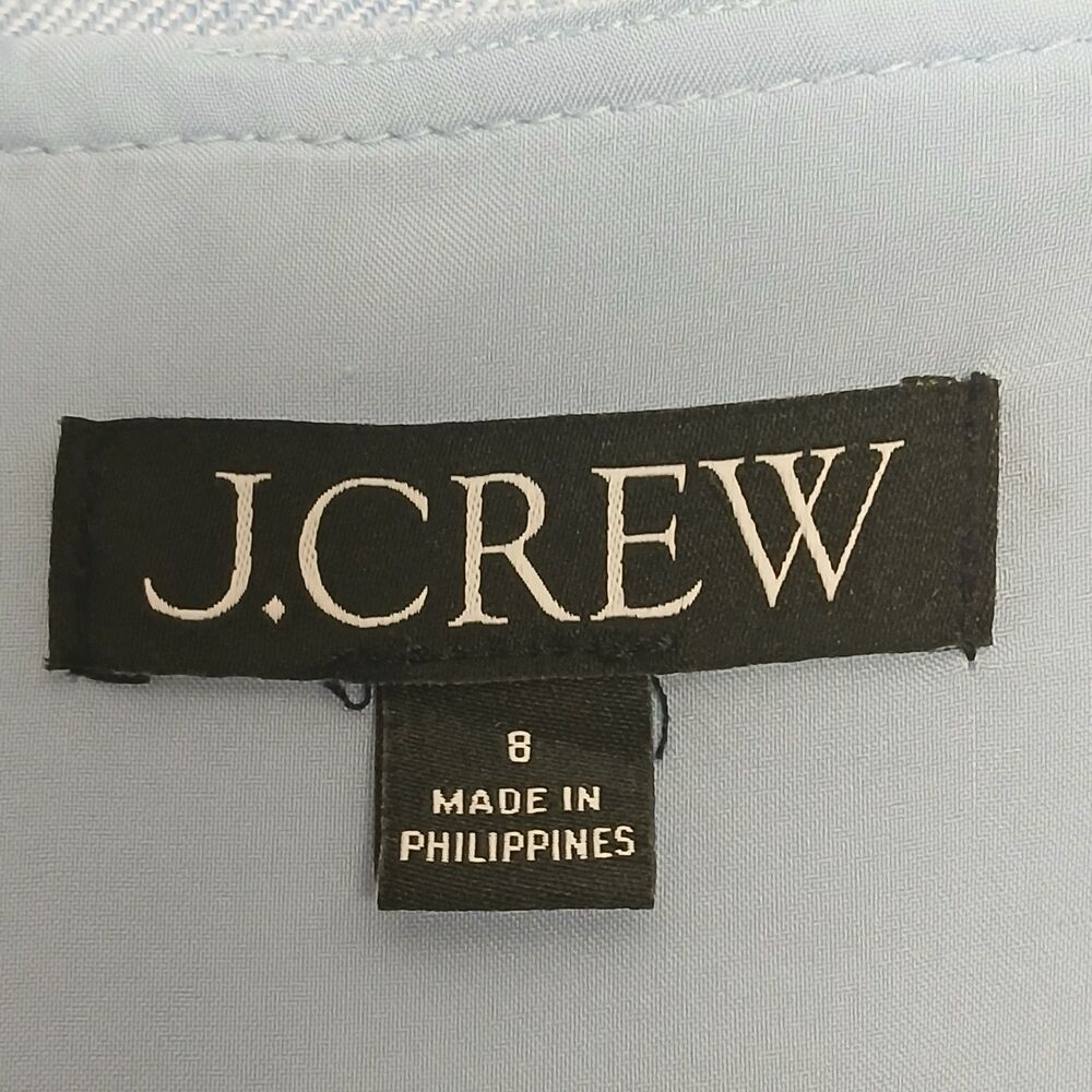 J.Crew Linen Blend Sheath Dress Blue Size 8 Square Neck Career Office Knee SP23 - Picture 7 of 10